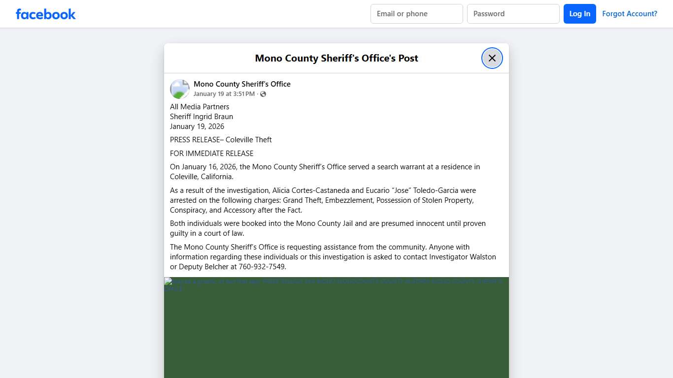 All Media Partners Sheriff... - Mono County Sheriff's Office Facebook