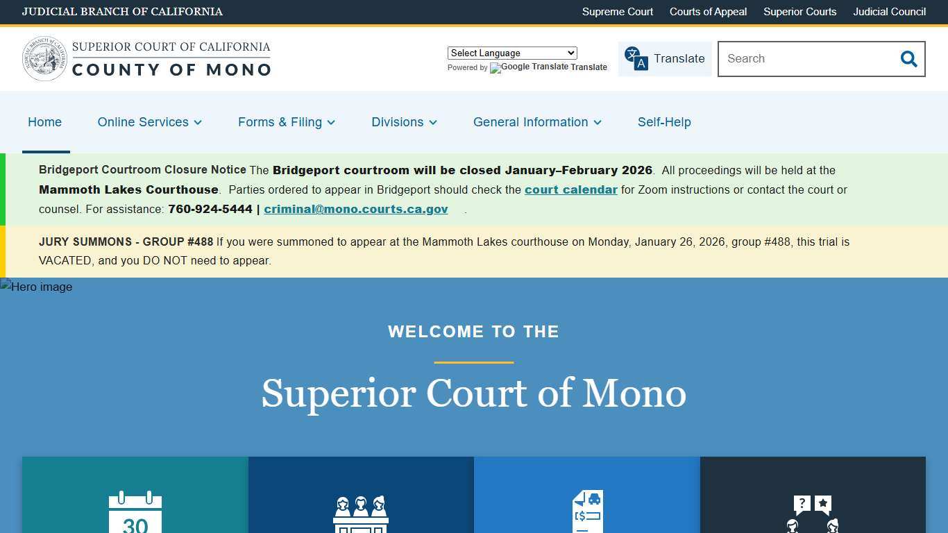 Home Superior Court of California County of Mono`